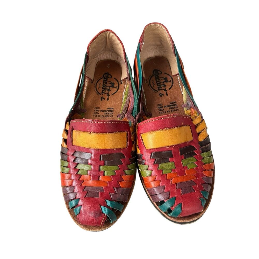 Cacahi's Traditional Mexican Woven Leather Sandals Women's Sz 5.5 Made In Mexico